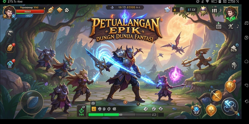 Screenshot gameplay <strong>2757</strong> menampilkan pertempuran seru di dunia fantasi.