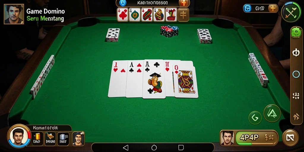 Gambar layar gameplay 4P4P yang menunjukkan aksi seru permainan Domino.