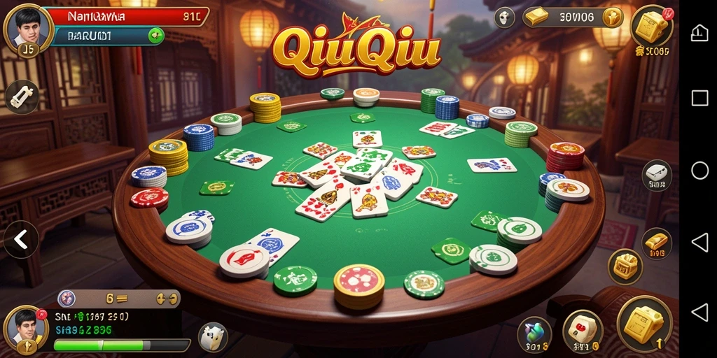 Screenshot utama BARU01 menunjukkan aksi seru permainan QiuQiu.