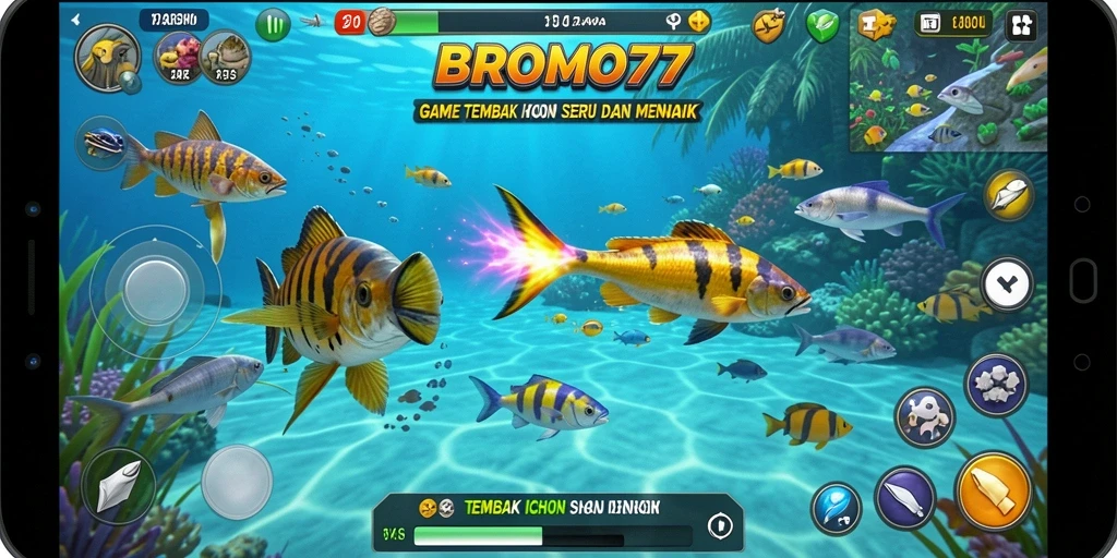 Gameplay seru BROMO77 dengan berbagai jenis ikan dan senjata menarik.
