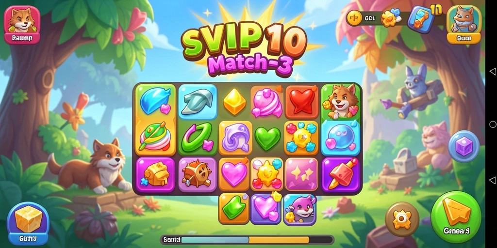 Tampilan gameplay seru dan menawan dari SVIP10 dalam permainan Match-3.