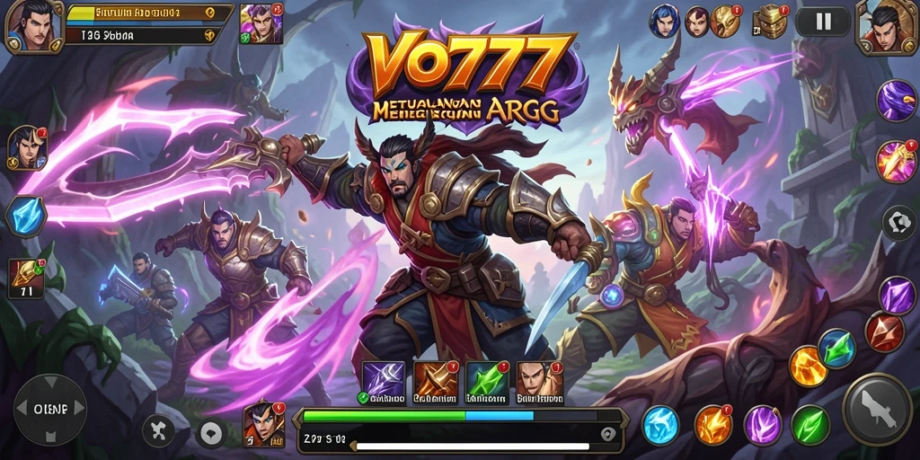 Tangkapan layar utama VO777 menampilkan aksi pertarungan ARPG yang mendebarkan.